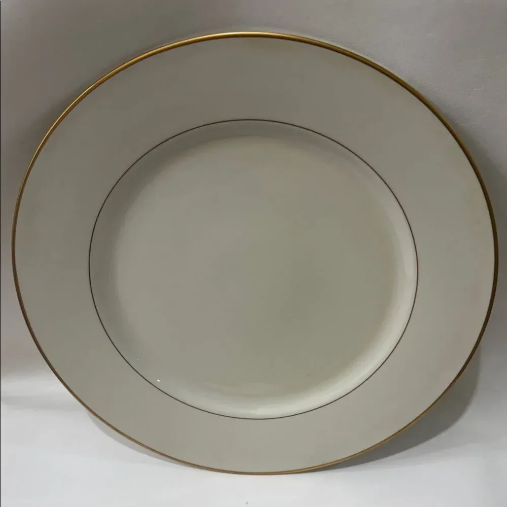 Royal Limited Golden Ivory Gold Trim 12 Inch Elegant Chop Plate Round Platter